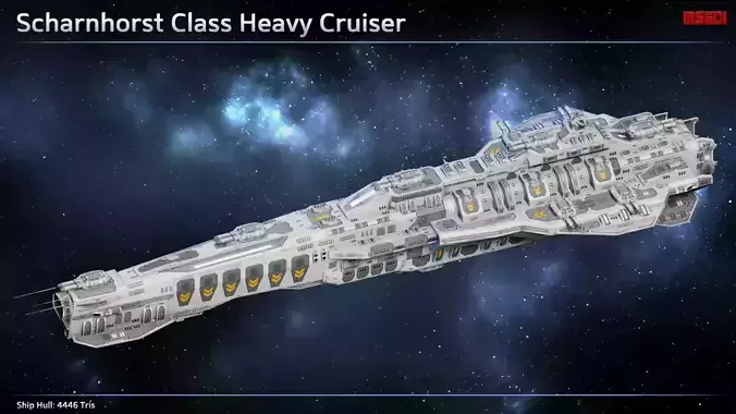 Spaceship Scharnhorst Heavy Cruiser Low-poly 3D model