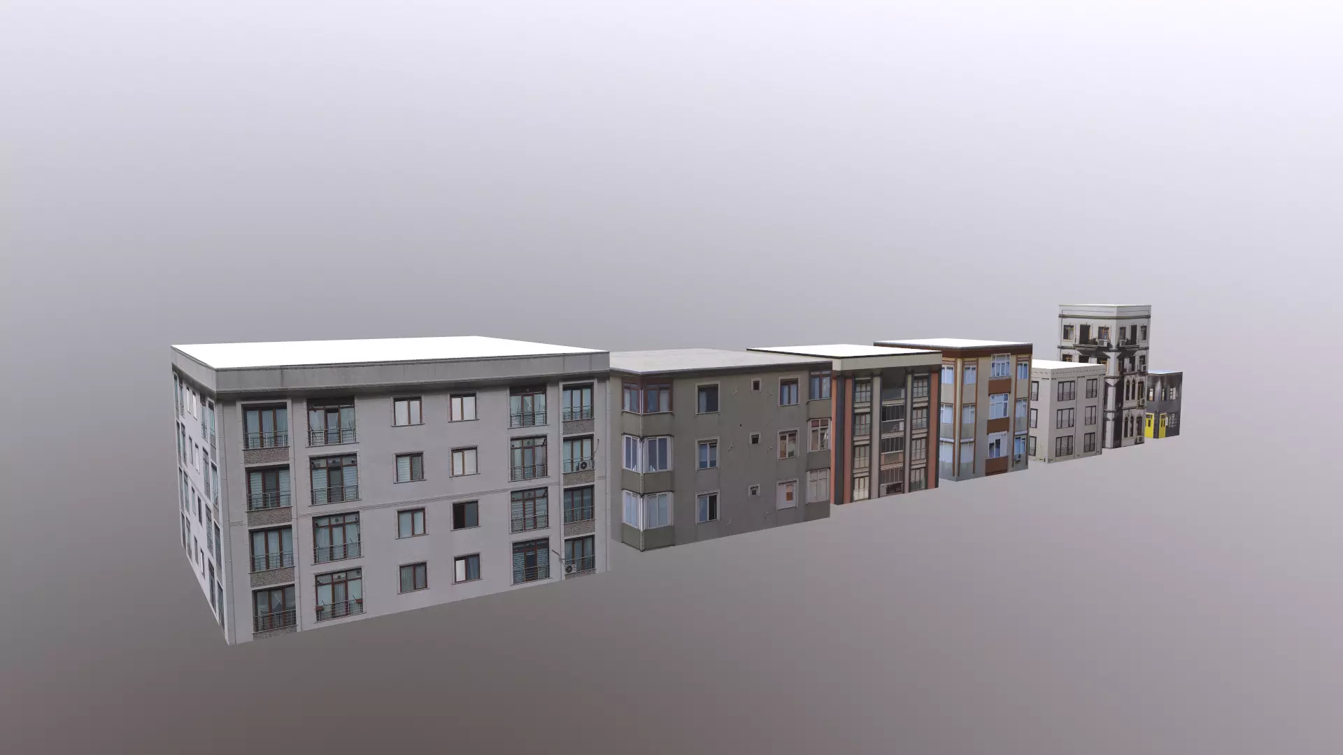 7 Apartment with textures Low-poly 3D model_0