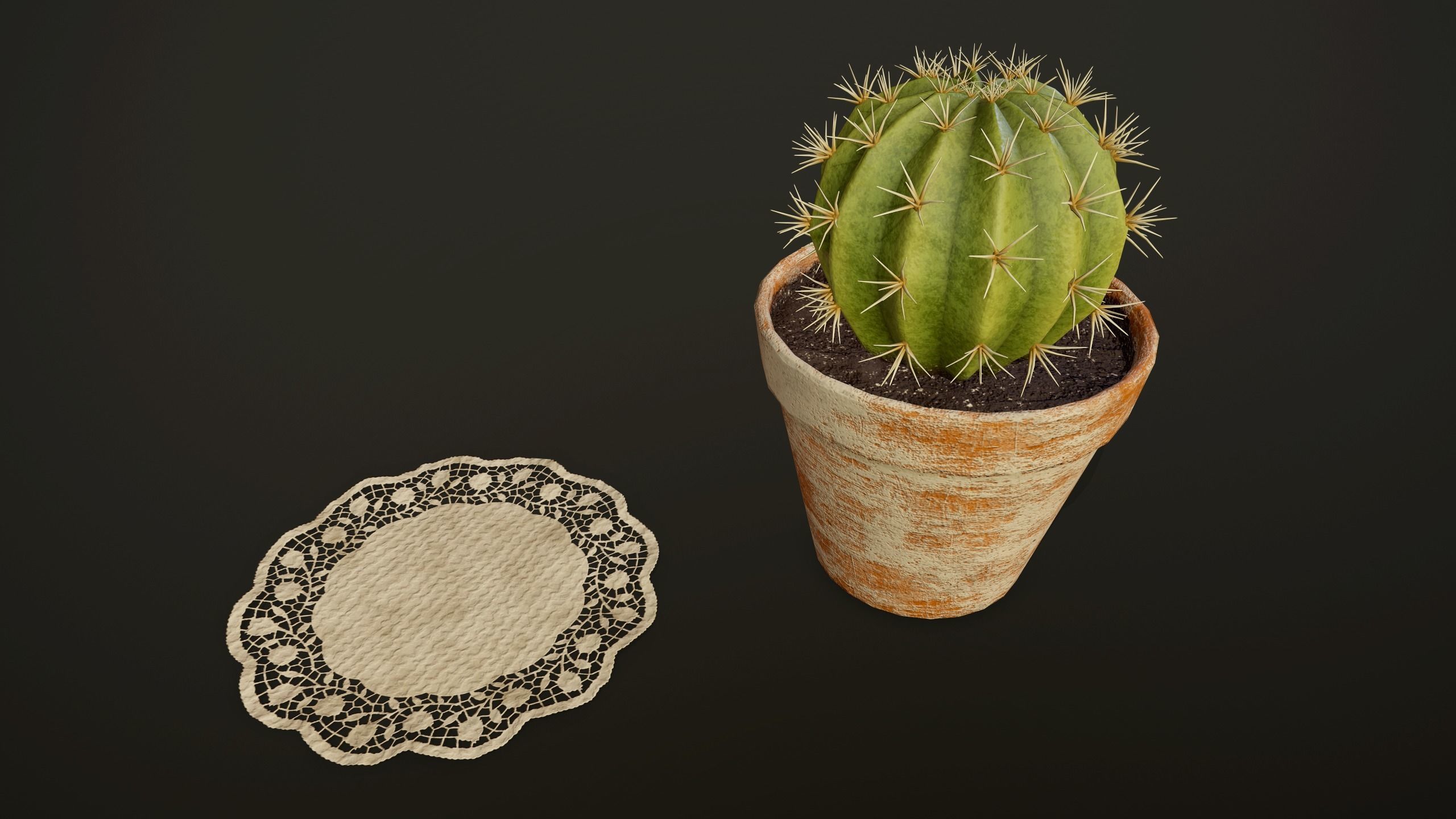 Cactus - PBR Game Ready in pot Low-poly 3D model_4