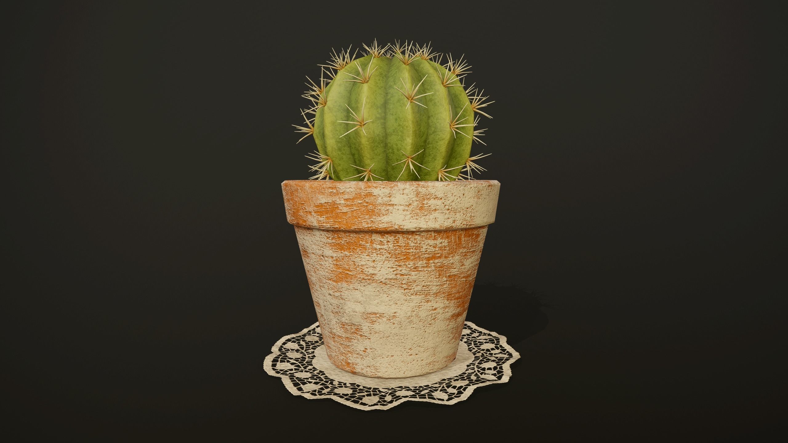 Cactus - PBR Game Ready in pot Low-poly 3D model_3