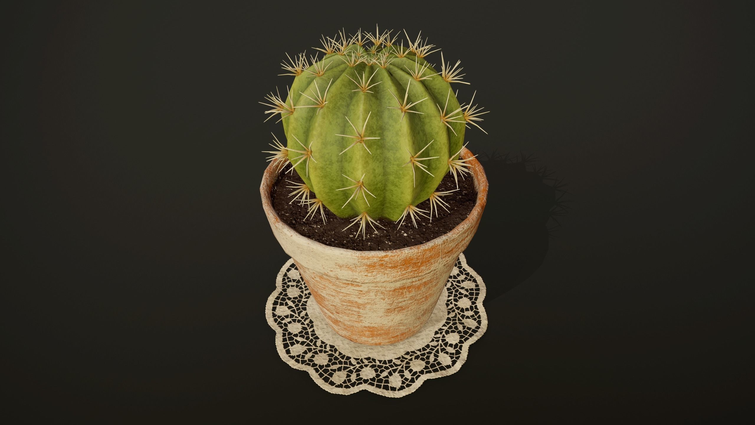Cactus - PBR Game Ready in pot Low-poly 3D model_2