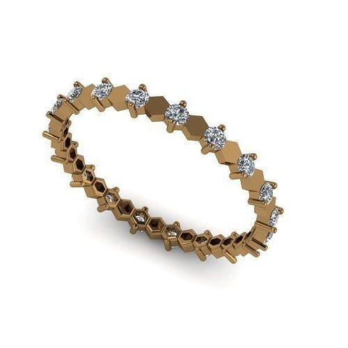 Honeycomb ring not complete with diamonds 3D print model