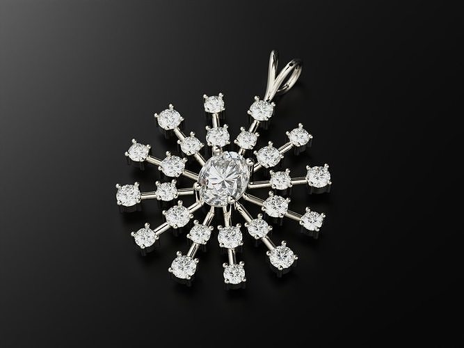 Pendant crystal snowflake Free 3D print model