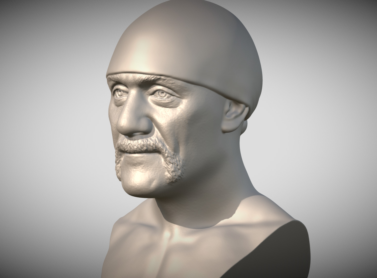 Hulk Hogan bust 3D printing ready stl obj formats 3D print model_1