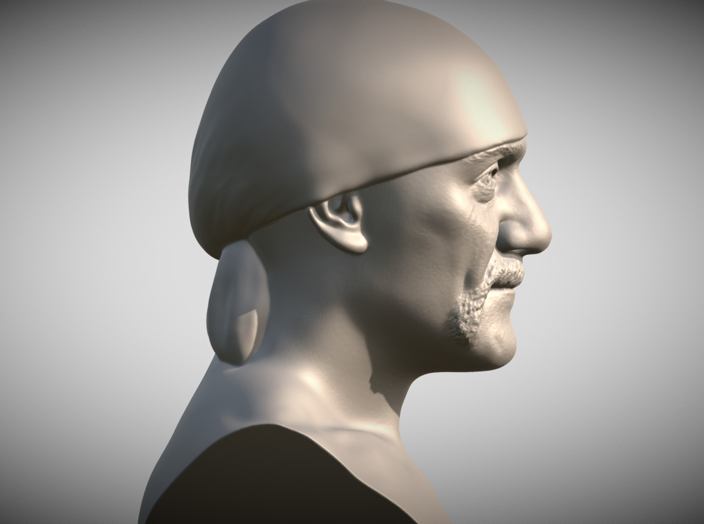 Hulk Hogan bust 3D printing ready stl obj formats 3D print model_5