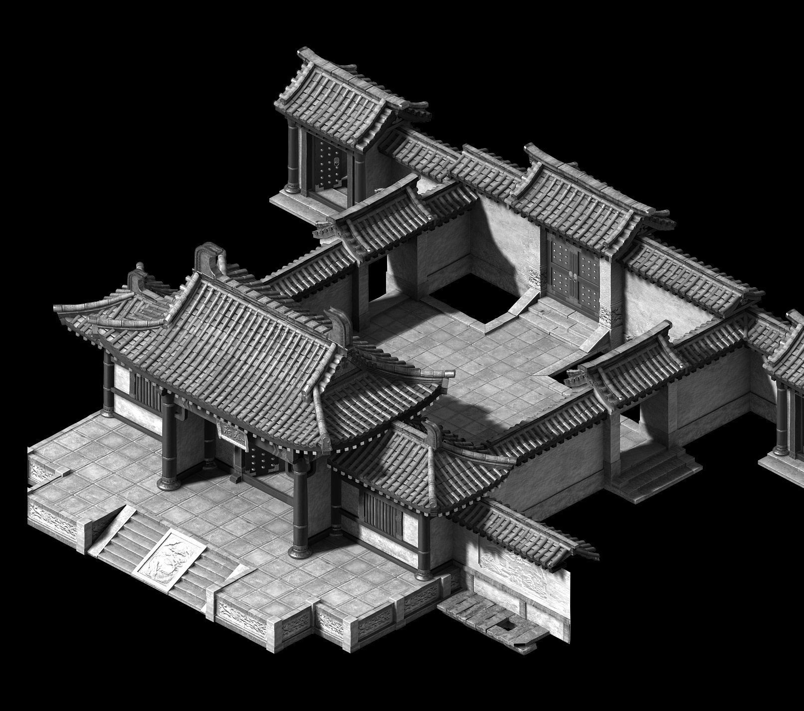 Qin Qiong Mansion-Gate of Qin Mansion 3D model_2