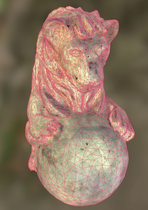 Stone lion with ball 3D model_6