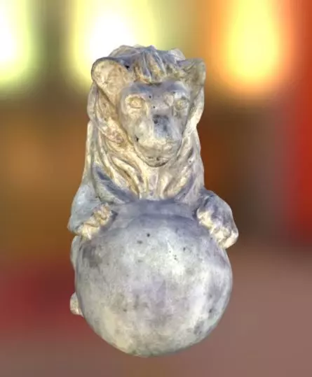 Stone lion with ball 3D model_0