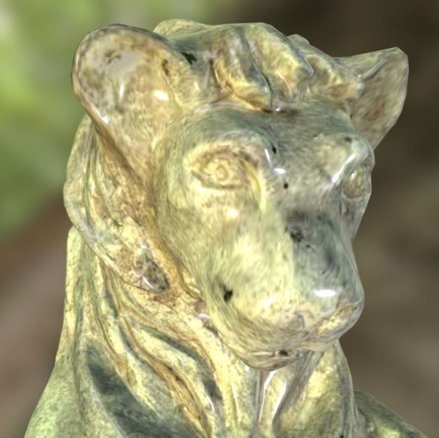 Stone lion with ball 3D model_4