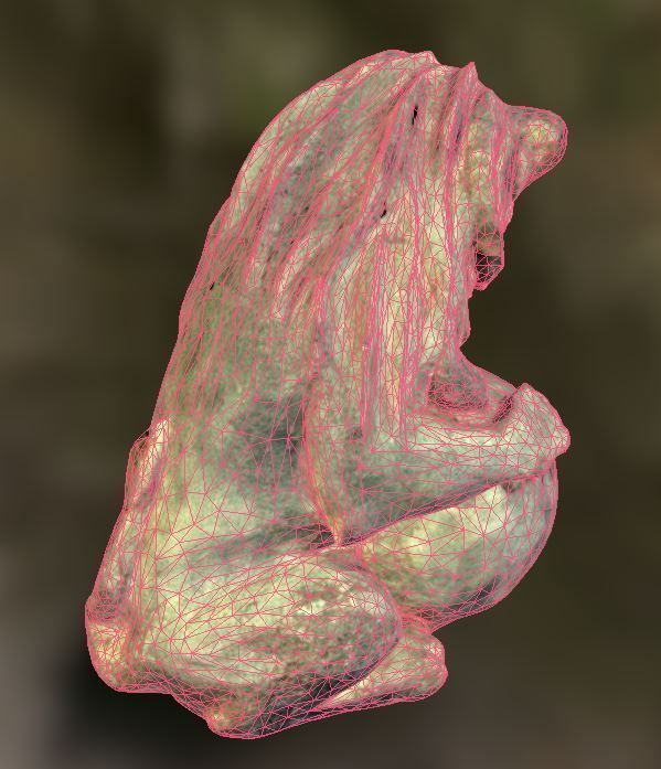 Stone lion with ball 3D model_5