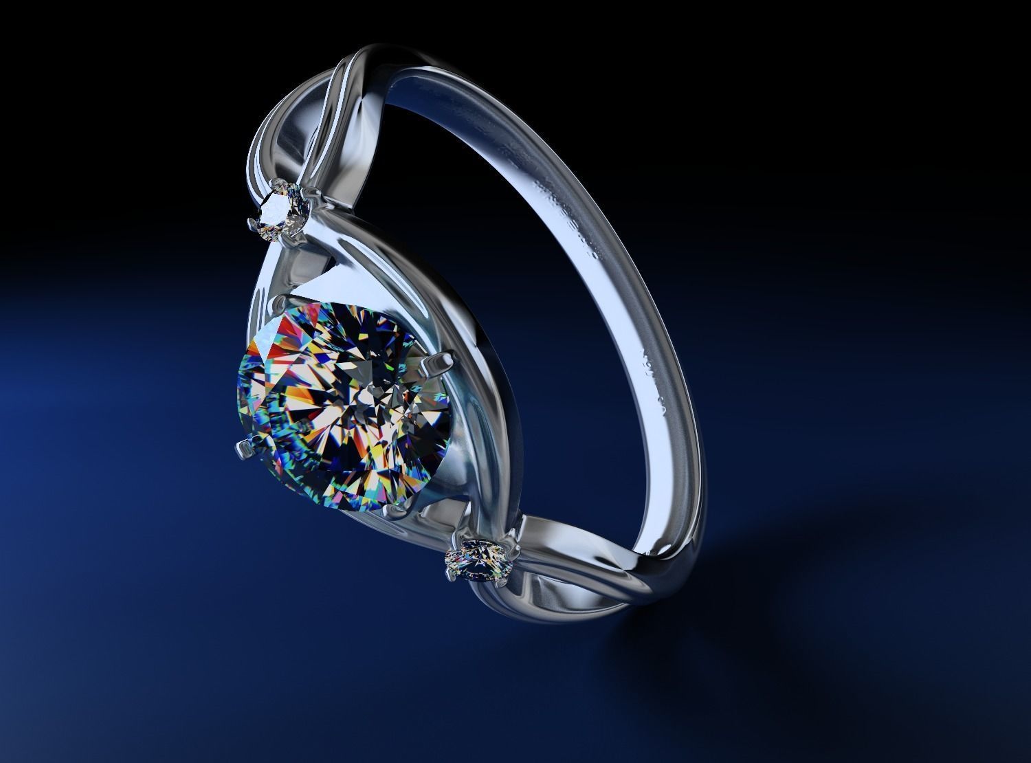 2020 latest original diamond ring Low-poly 3D model_4