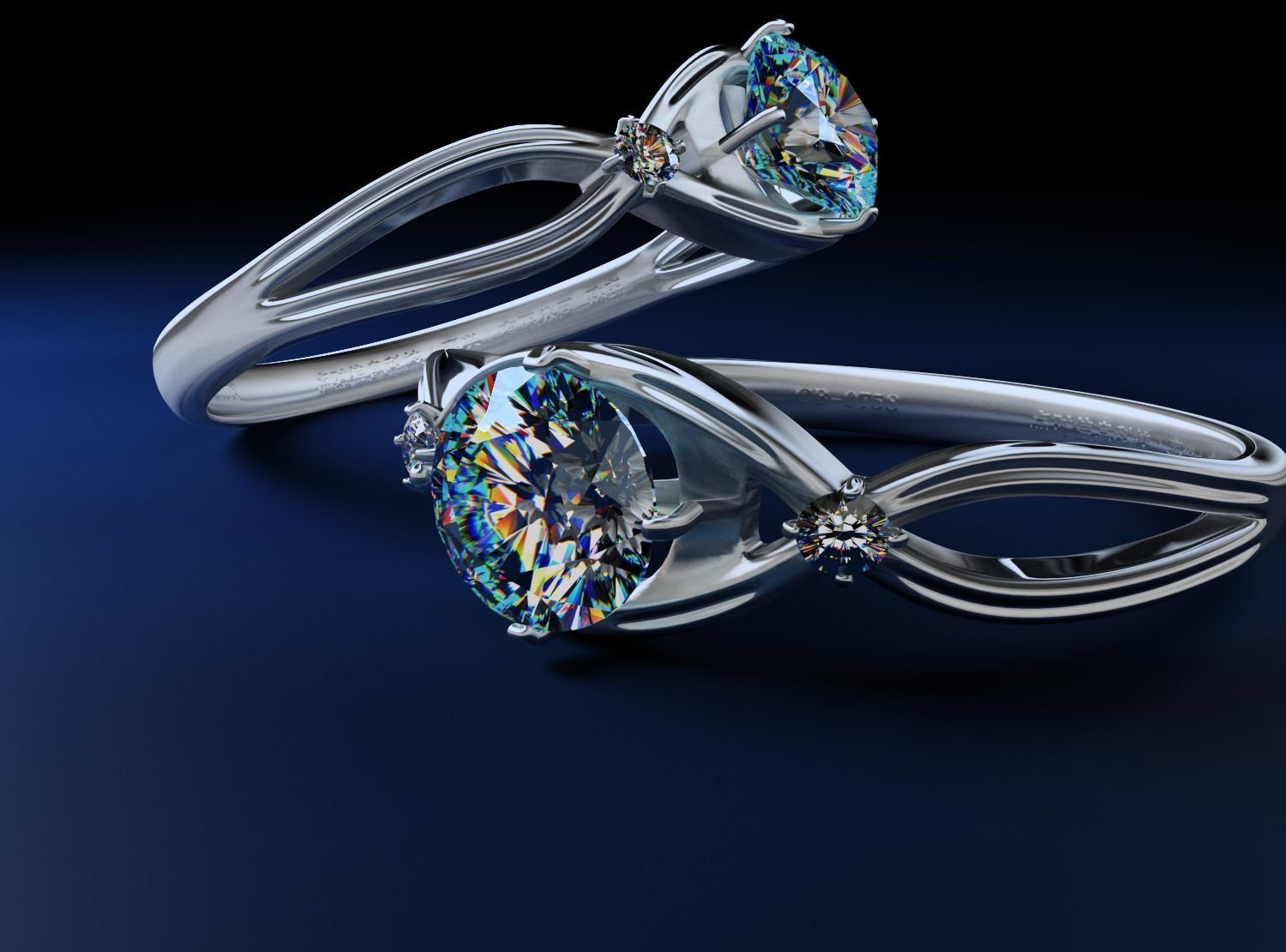 2020 latest original diamond ring Low-poly 3D model_2