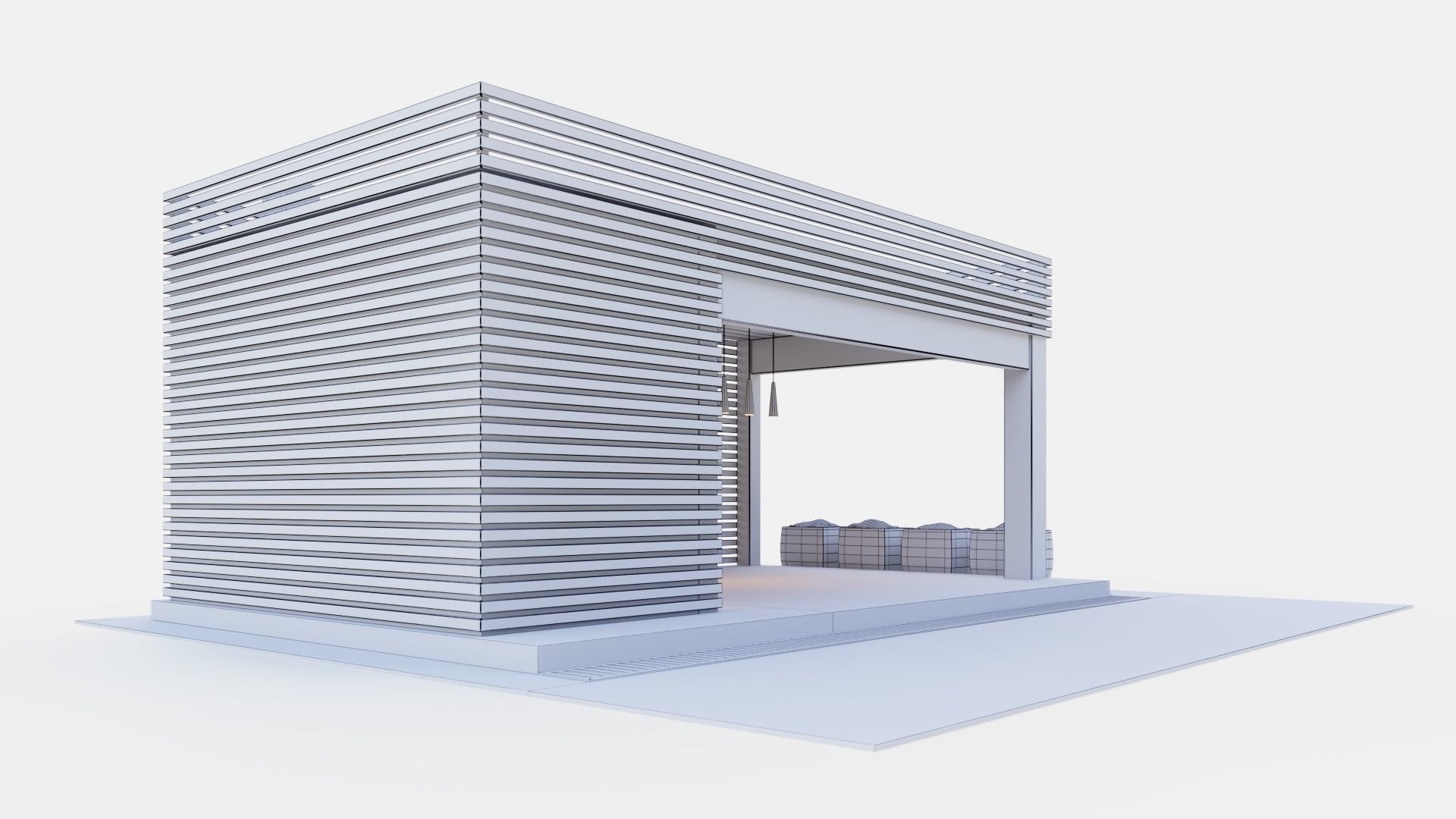 Gazebo with kitchen 3D model_24