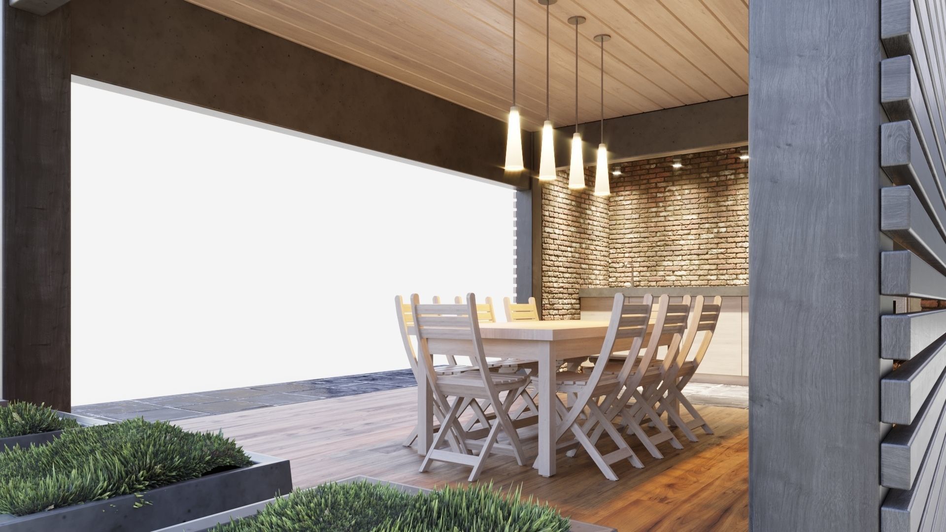 Gazebo with kitchen 3D model_6