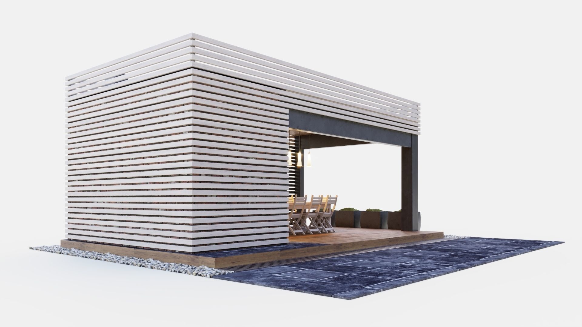 Gazebo with kitchen 3D model_4