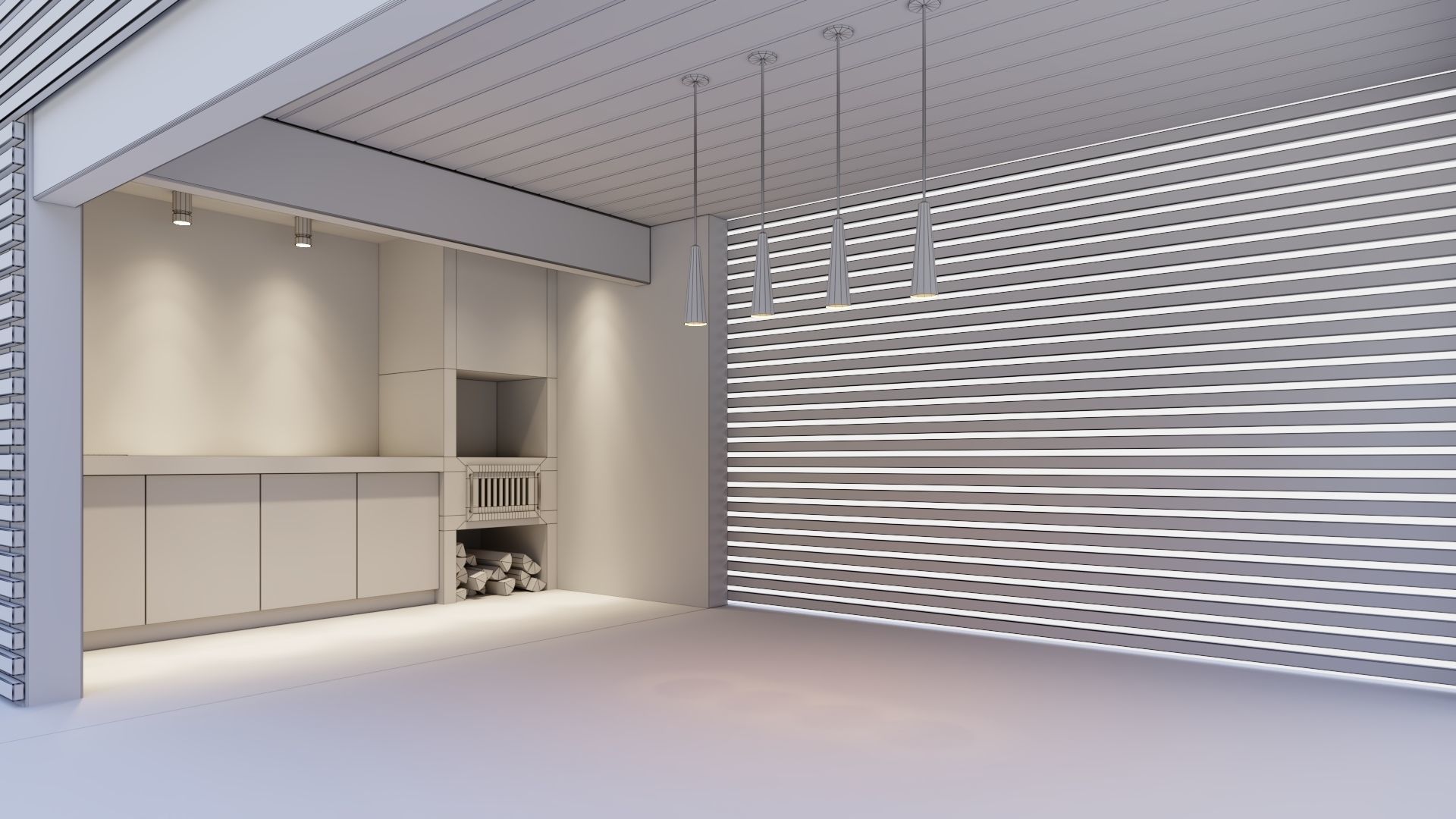 Gazebo with kitchen 3D model_25