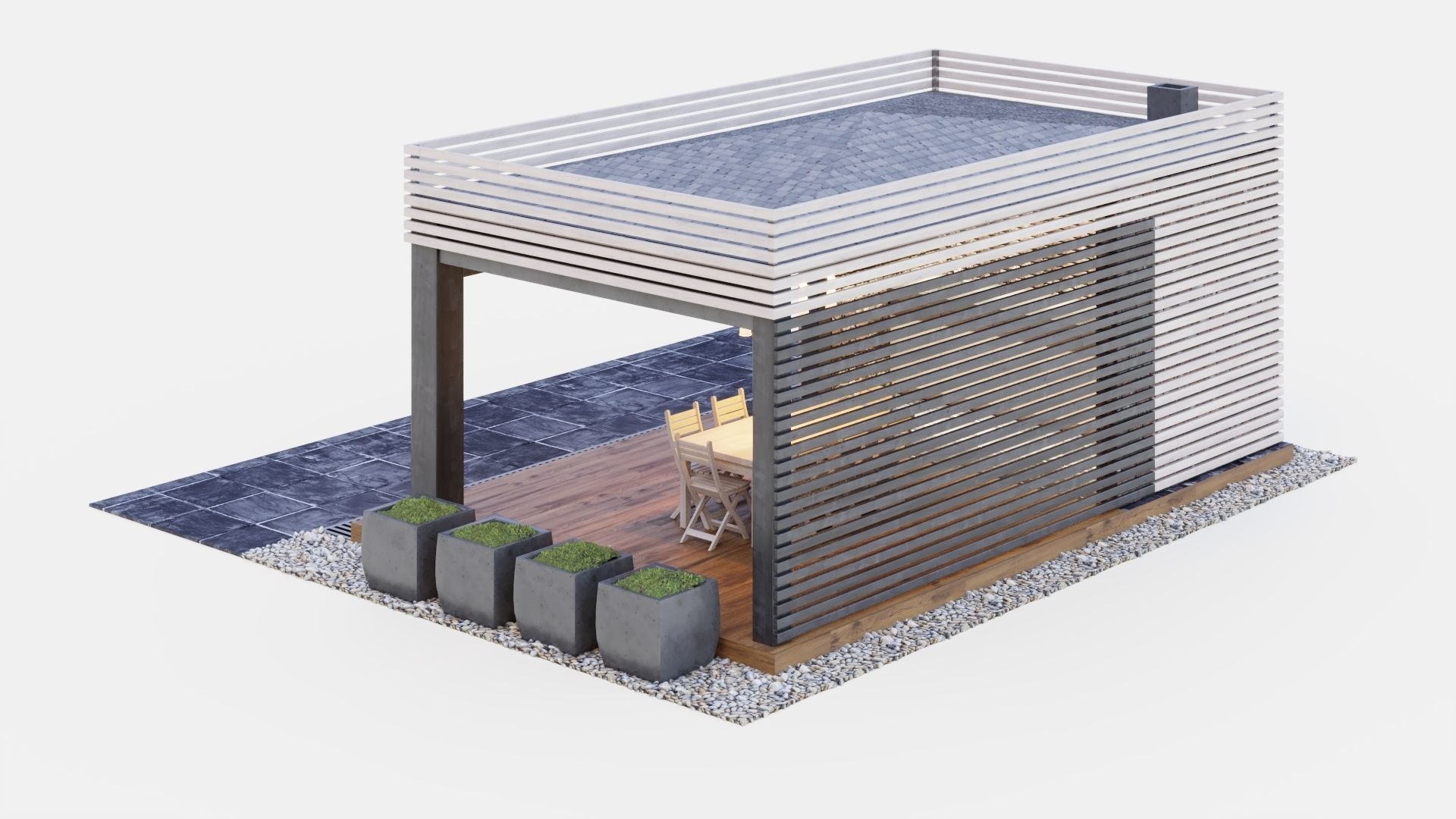 Gazebo with kitchen 3D model_10