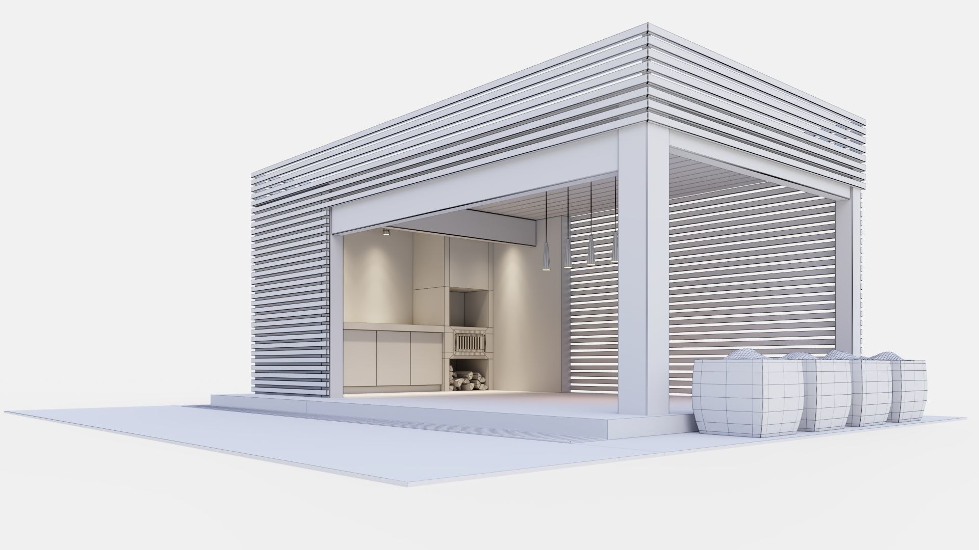 Gazebo with kitchen 3D model_21