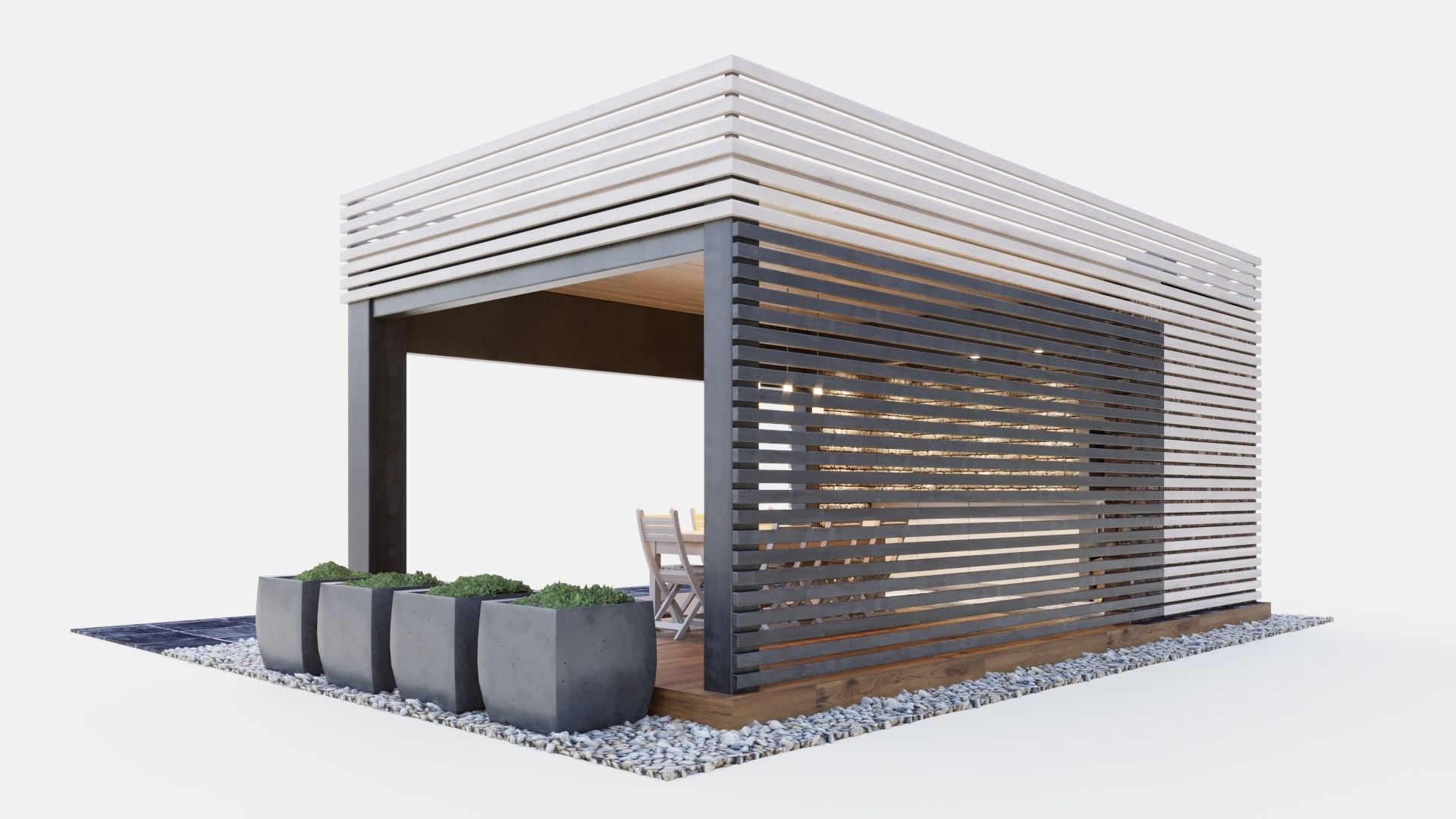 Gazebo with kitchen 3D model_2