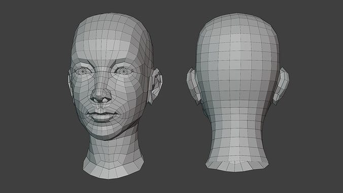 Female Head Base V1 Low-poly 3D model