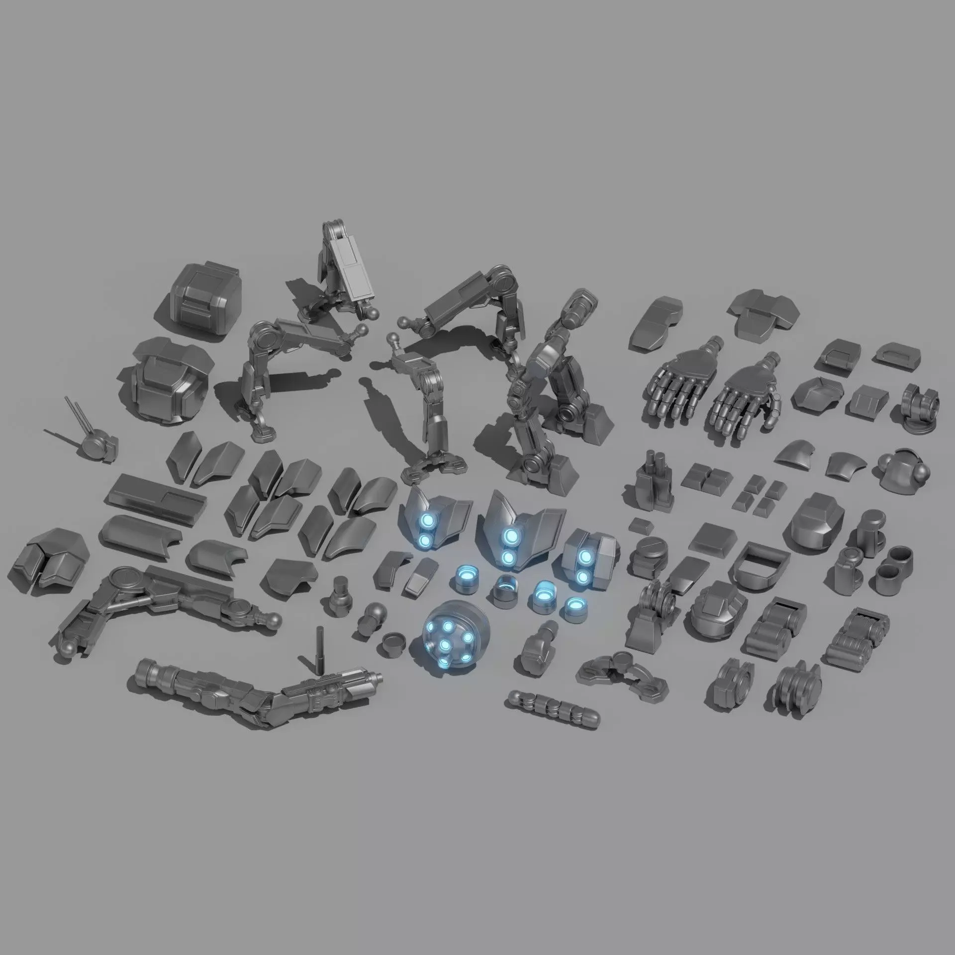 Robot Parts Kitbash Pack Low-poly 3D model_0