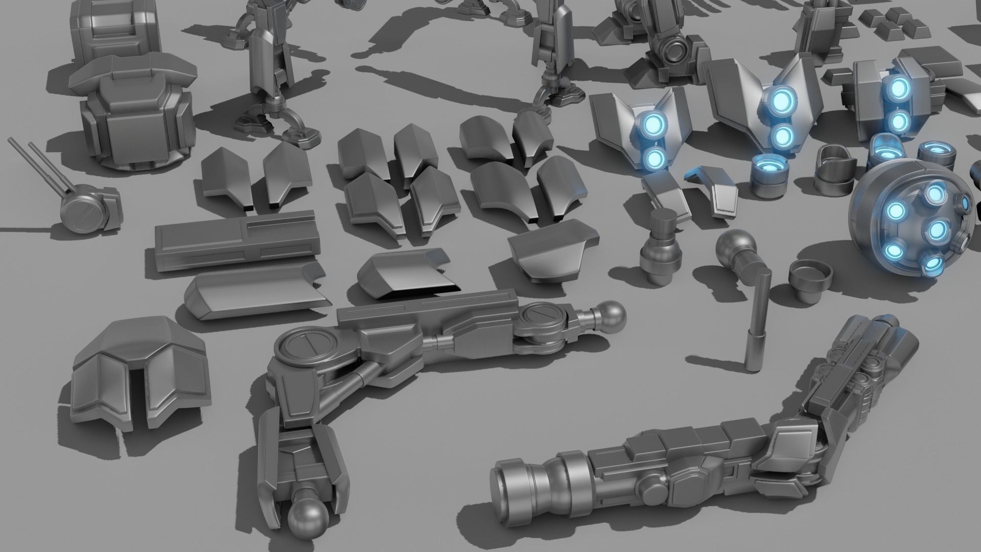 Robot Parts Kitbash Pack Low-poly 3D model_5