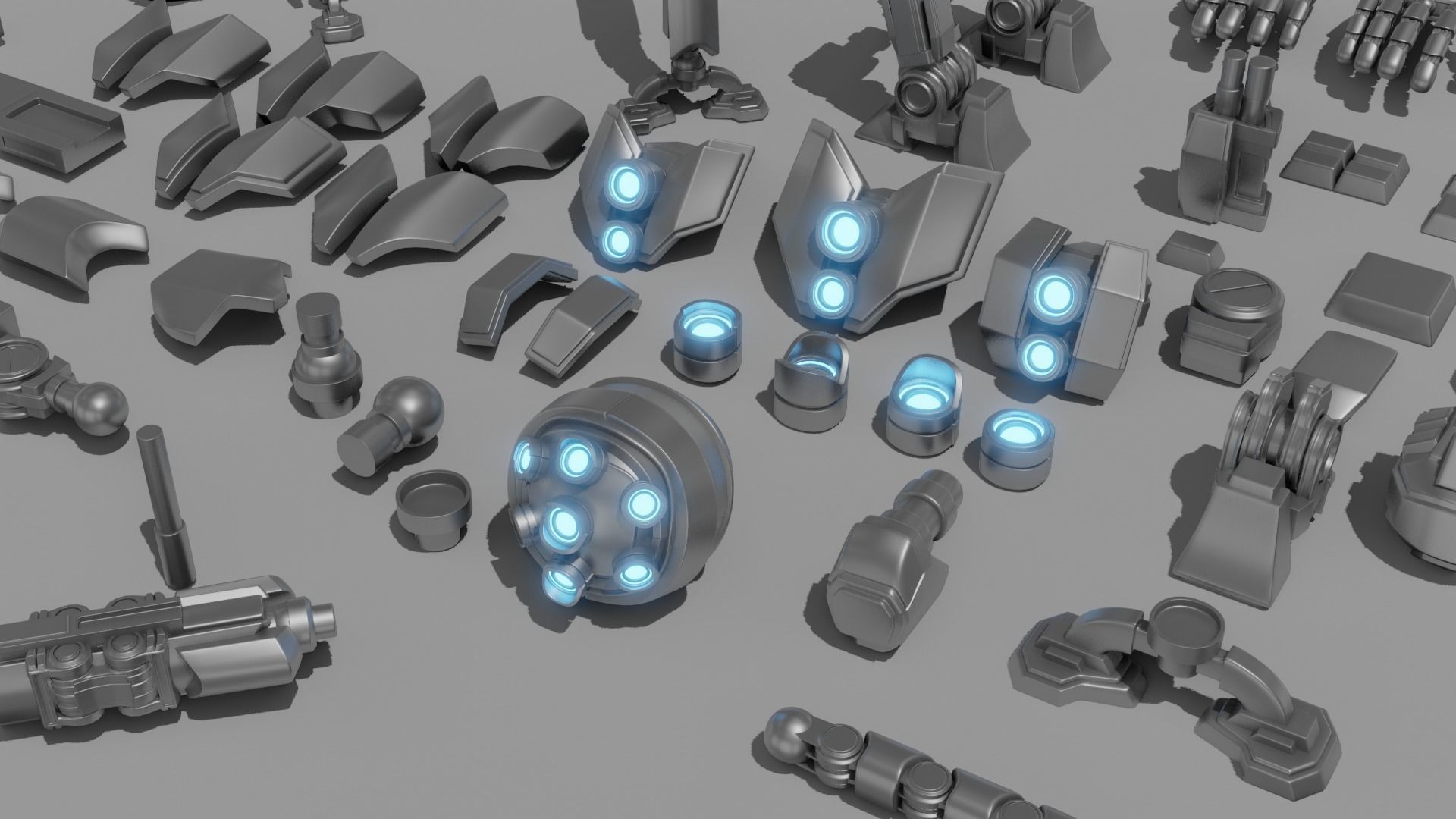 Robot Parts Kitbash Pack Low-poly 3D model_4