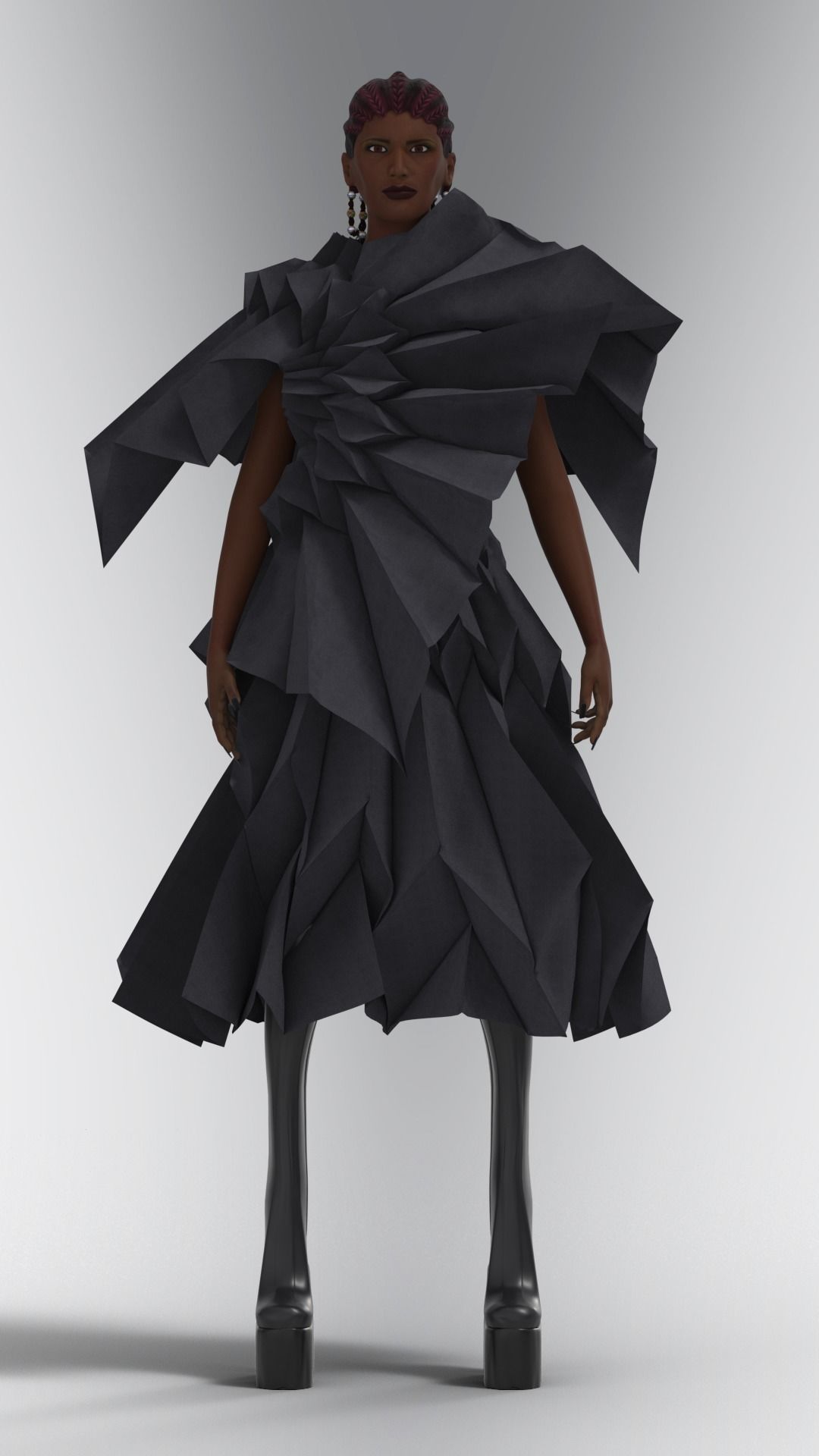 Origami Technique Design Low-poly 3D model_4