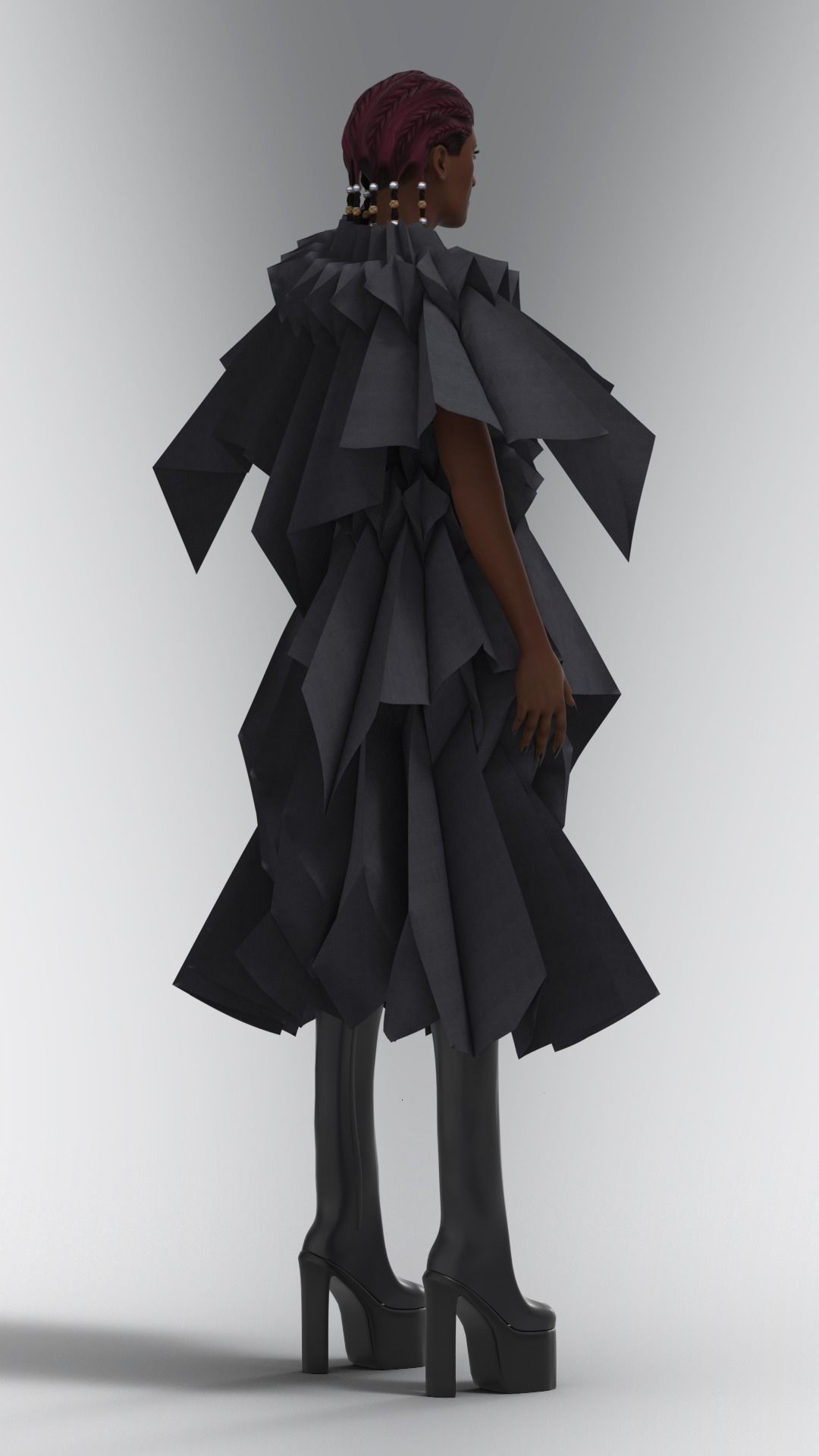 Origami Technique Design Low-poly 3D model_3