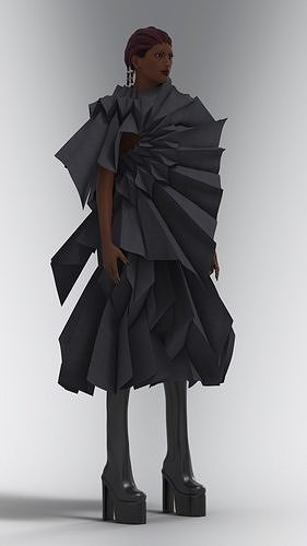 Origami Technique Design Low-poly 3D model