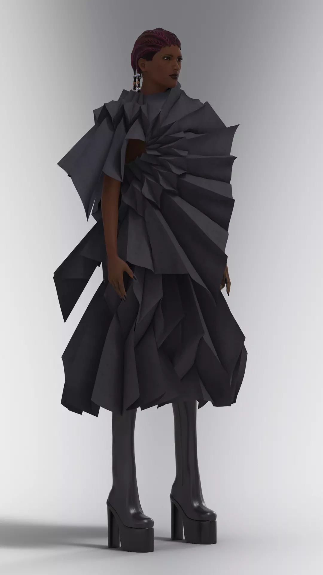 Origami Technique Design Low-poly 3D model_0