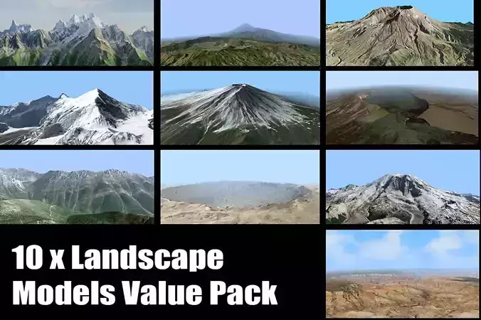 Volcano Mountains Pack 3D model