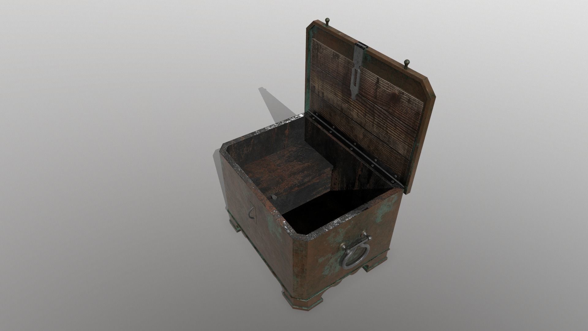 Antique chest safe PBR Low-poly 3D model_1