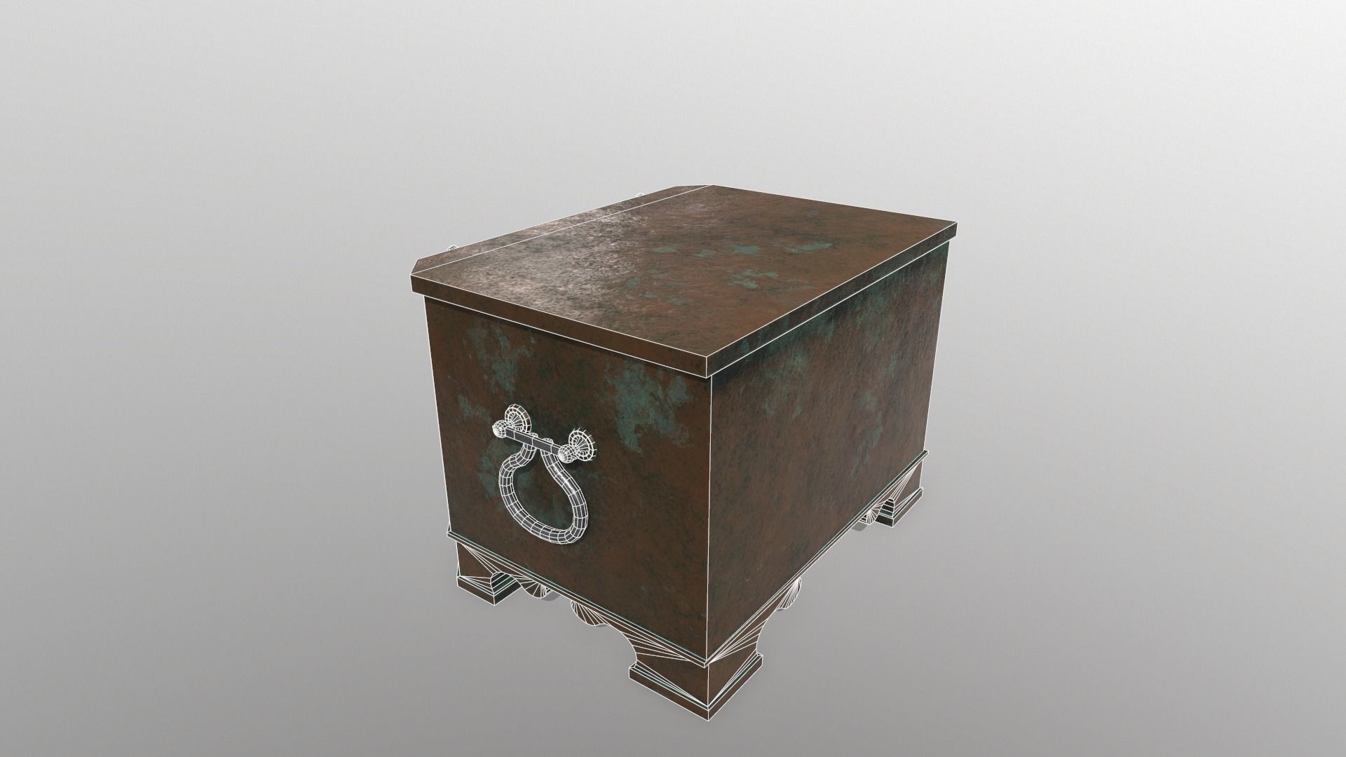 Antique chest safe PBR Low-poly 3D model_7