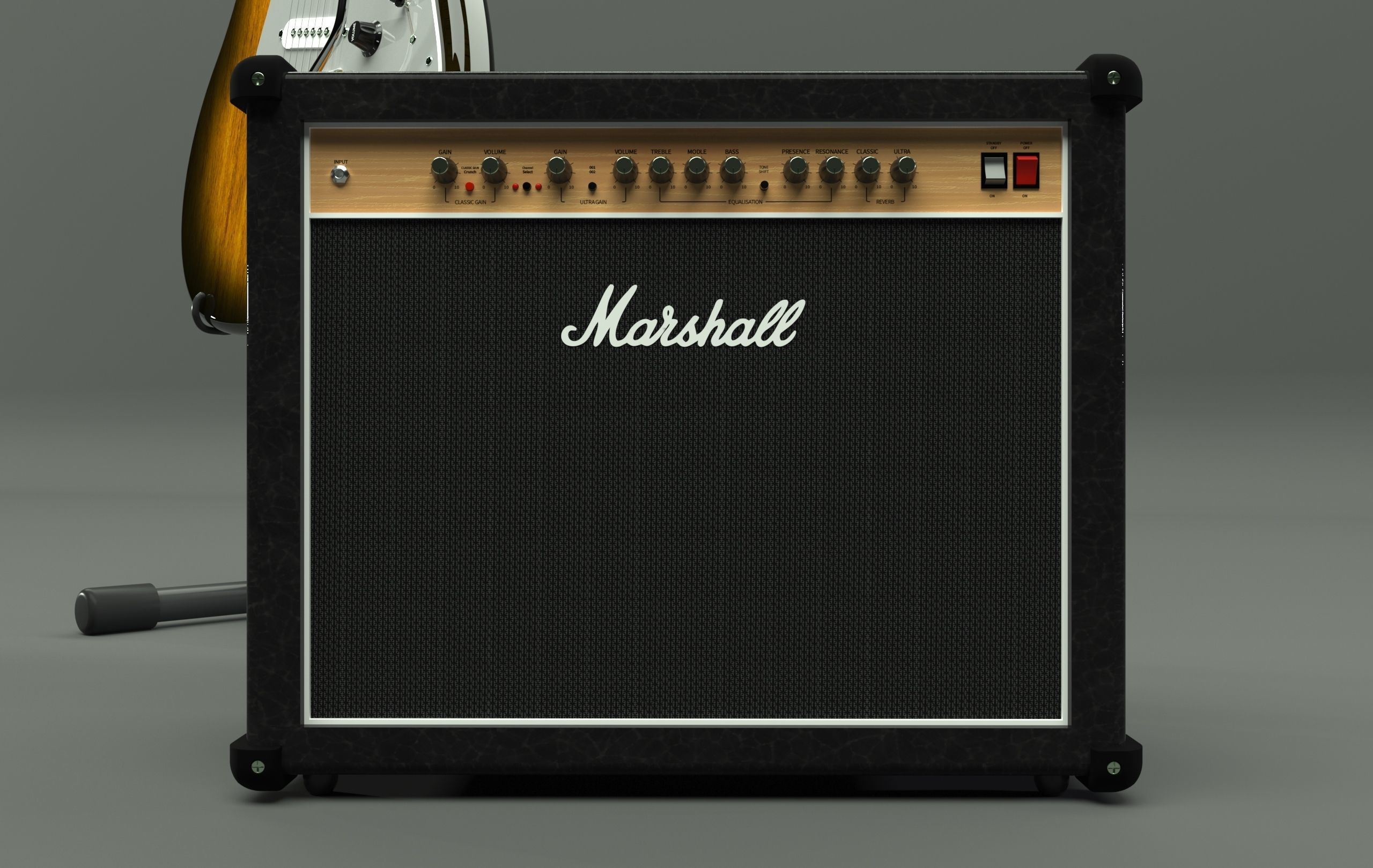 Fender Guitar and Amplifier 3D model_5