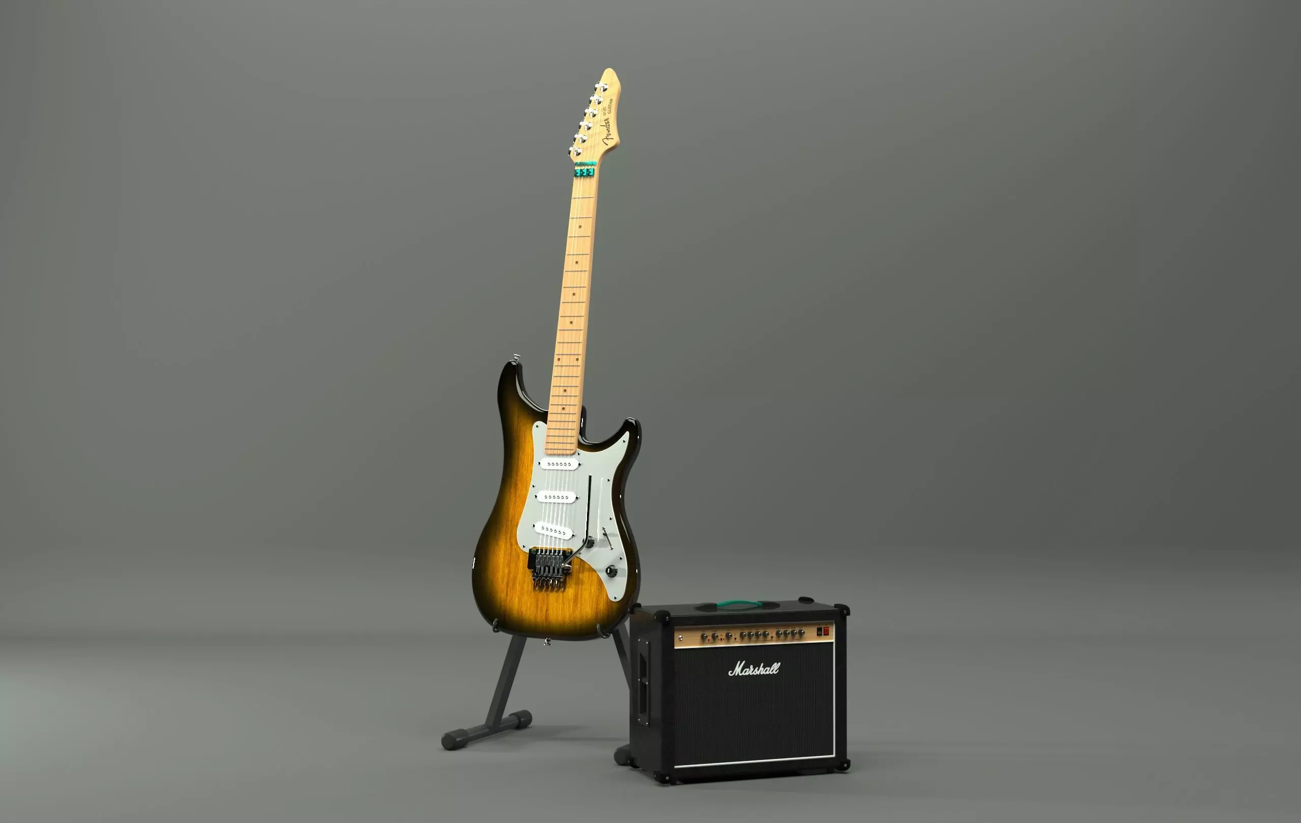 Fender Guitar and Amplifier 3D model_0