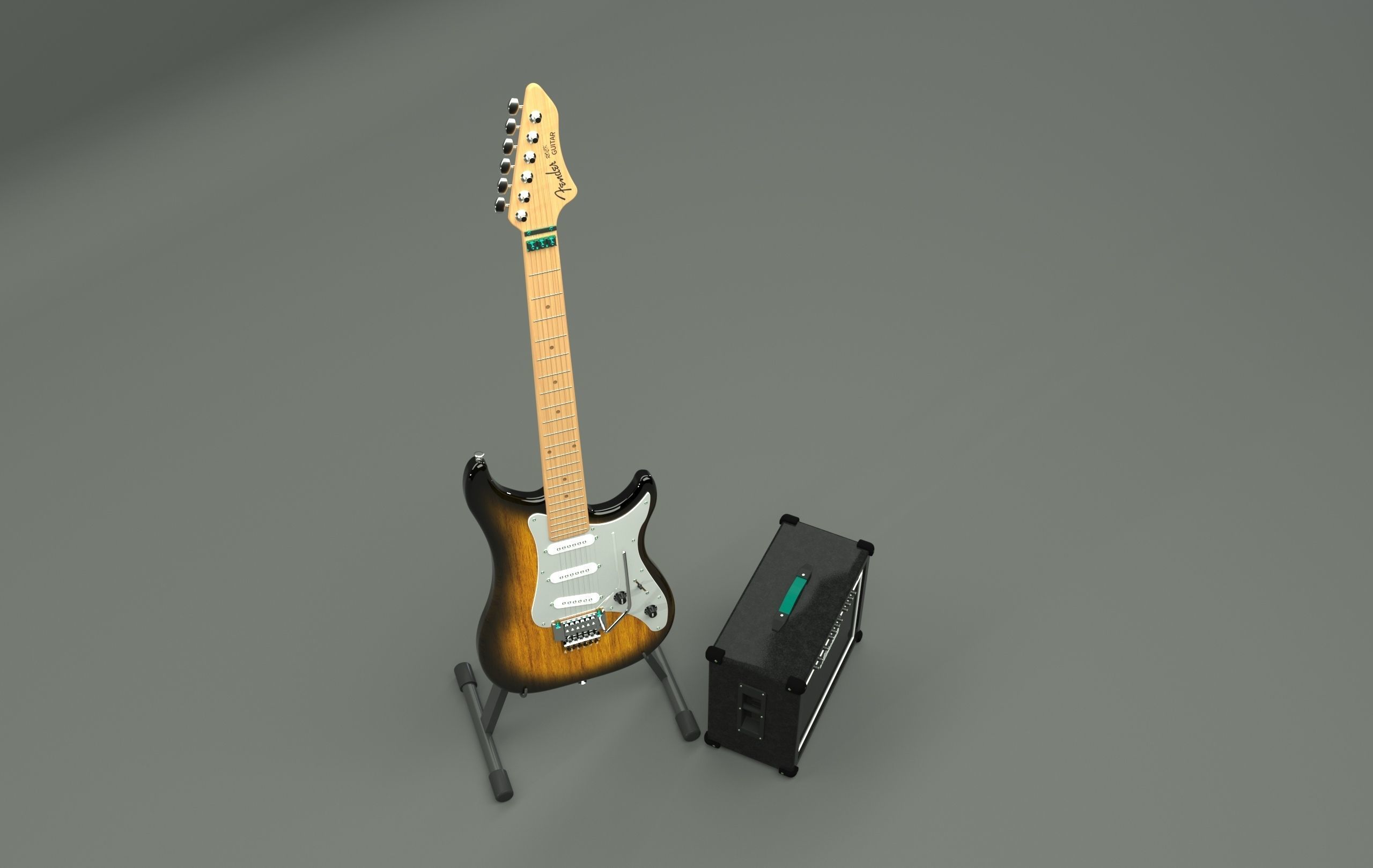 Fender Guitar and Amplifier 3D model_2