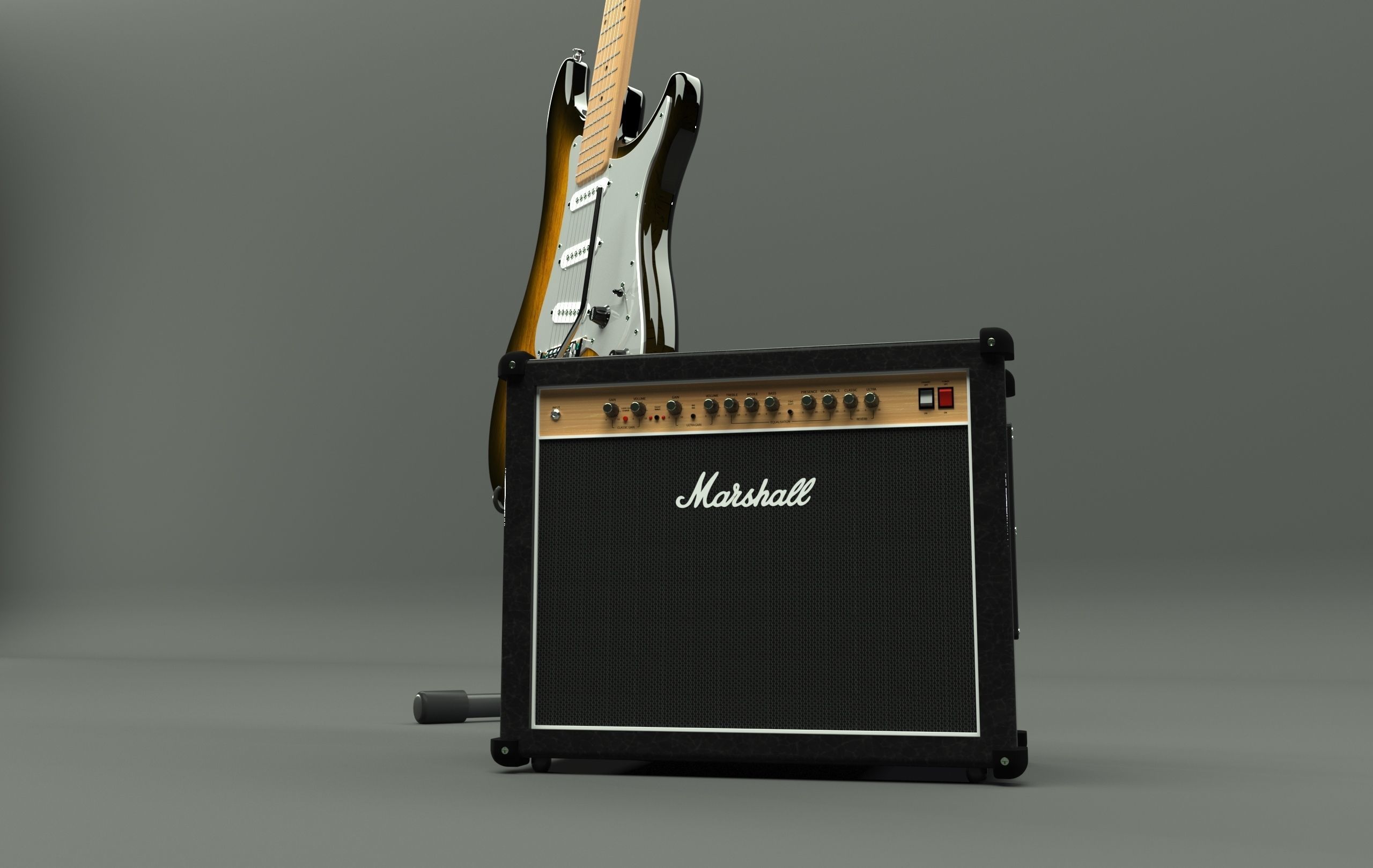 Fender Guitar and Amplifier 3D model_3