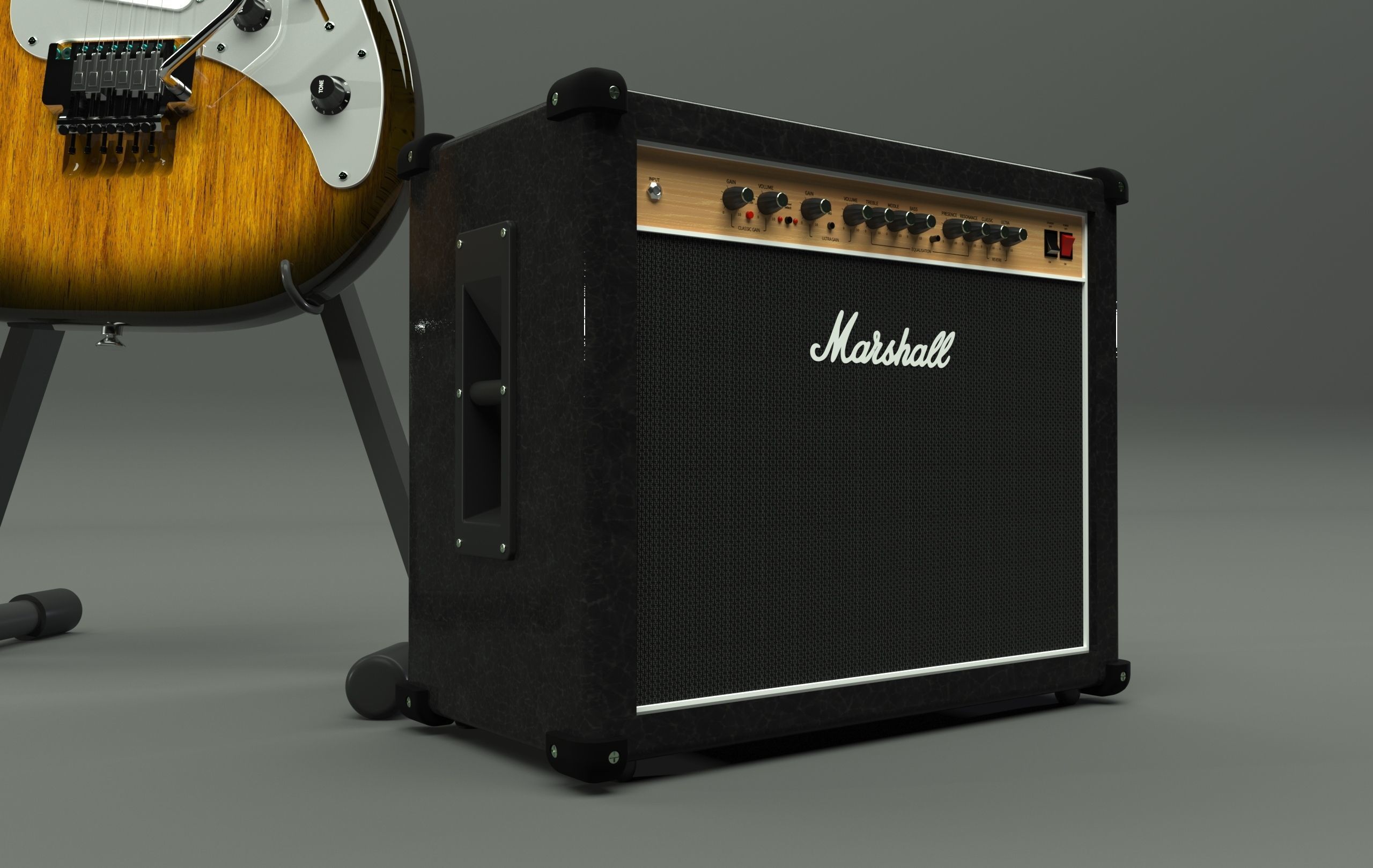 Fender Guitar and Amplifier 3D model_4