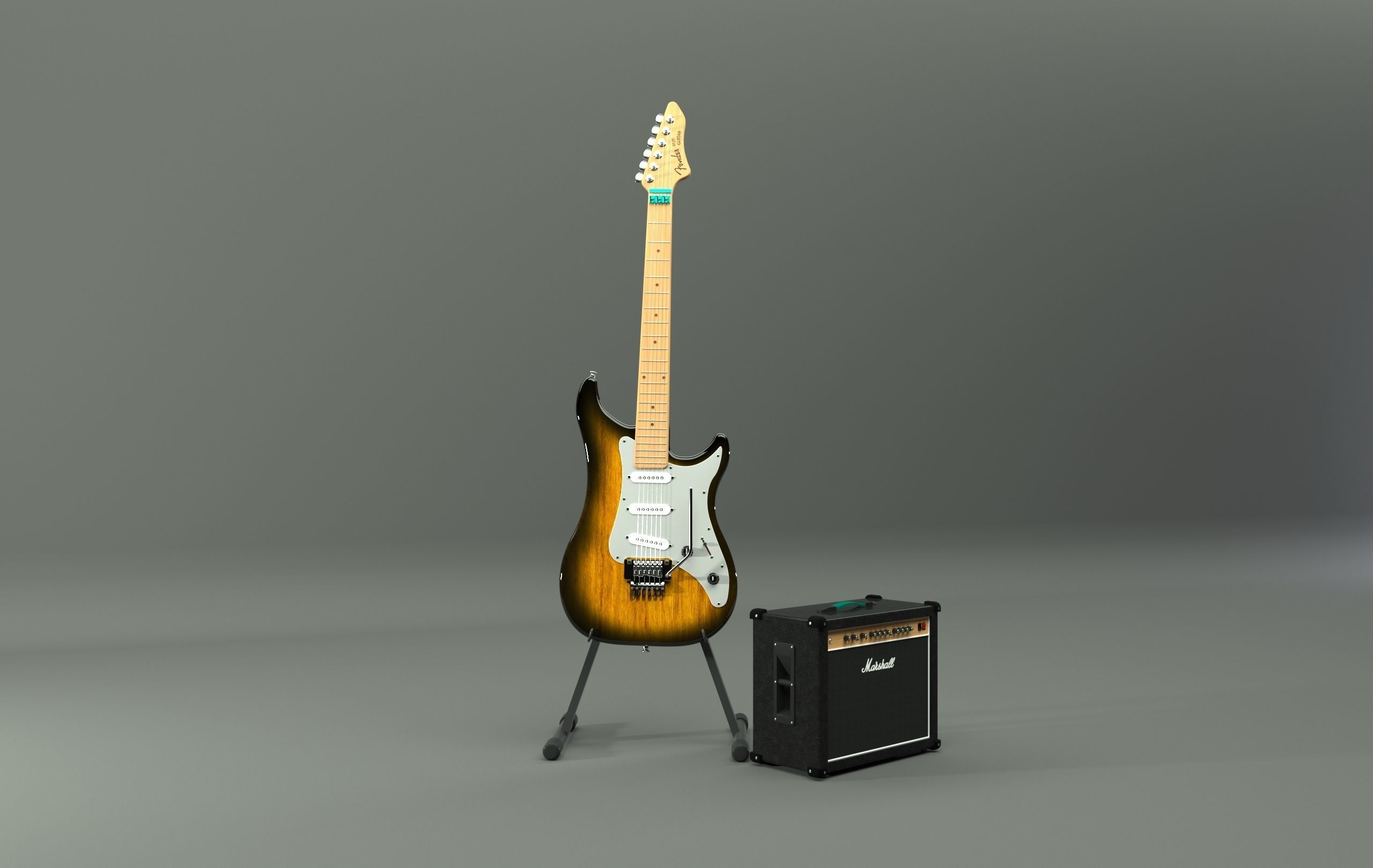 Fender Guitar and Amplifier 3D model_1