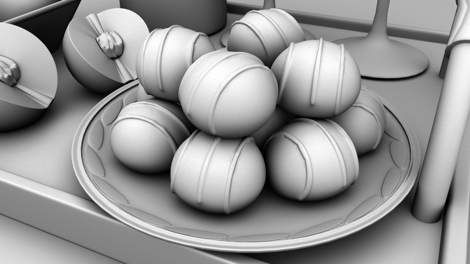 Fruits and Beer Low-poly 3D model_3