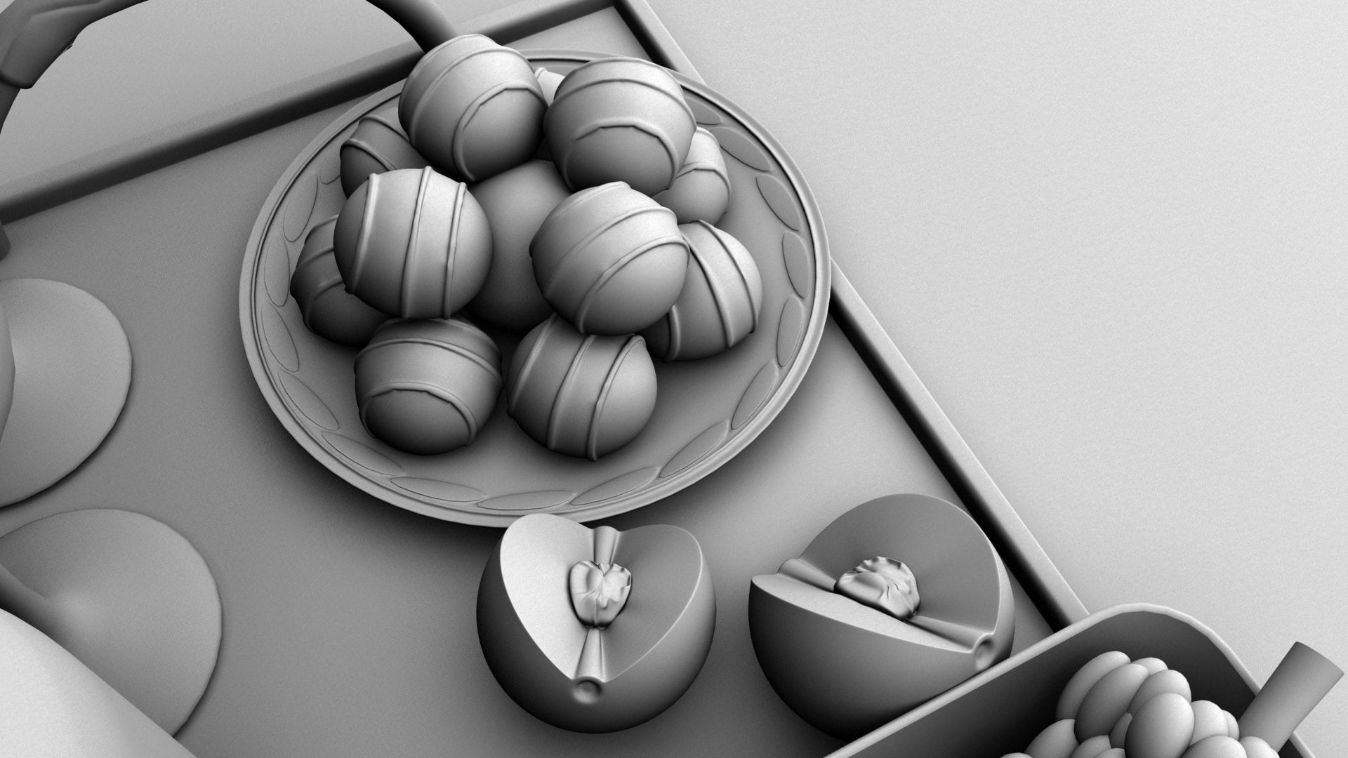 Fruits and Beer Low-poly 3D model_8