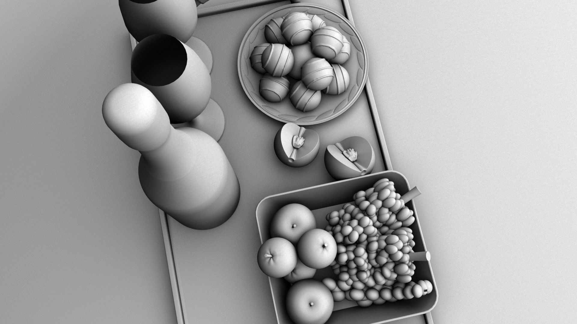 Fruits and Beer Low-poly 3D model_7