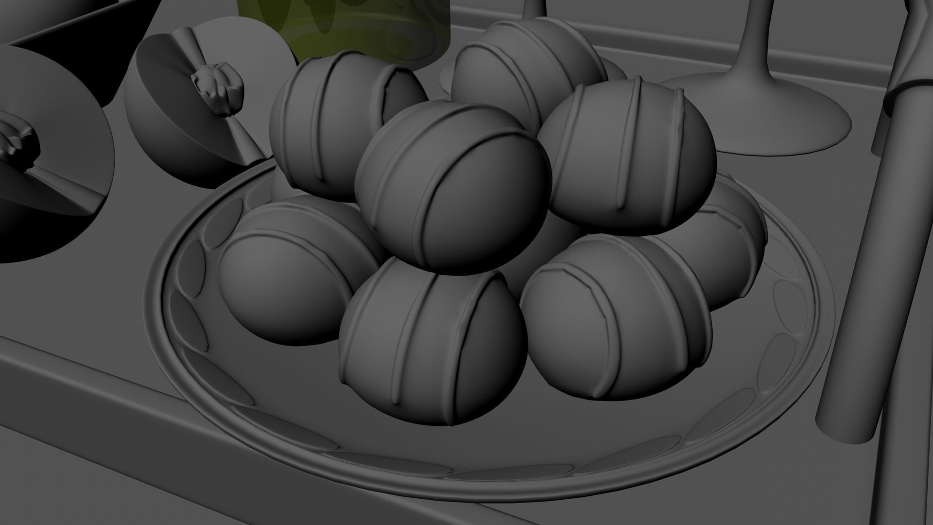 Fruits and Beer Low-poly 3D model_9