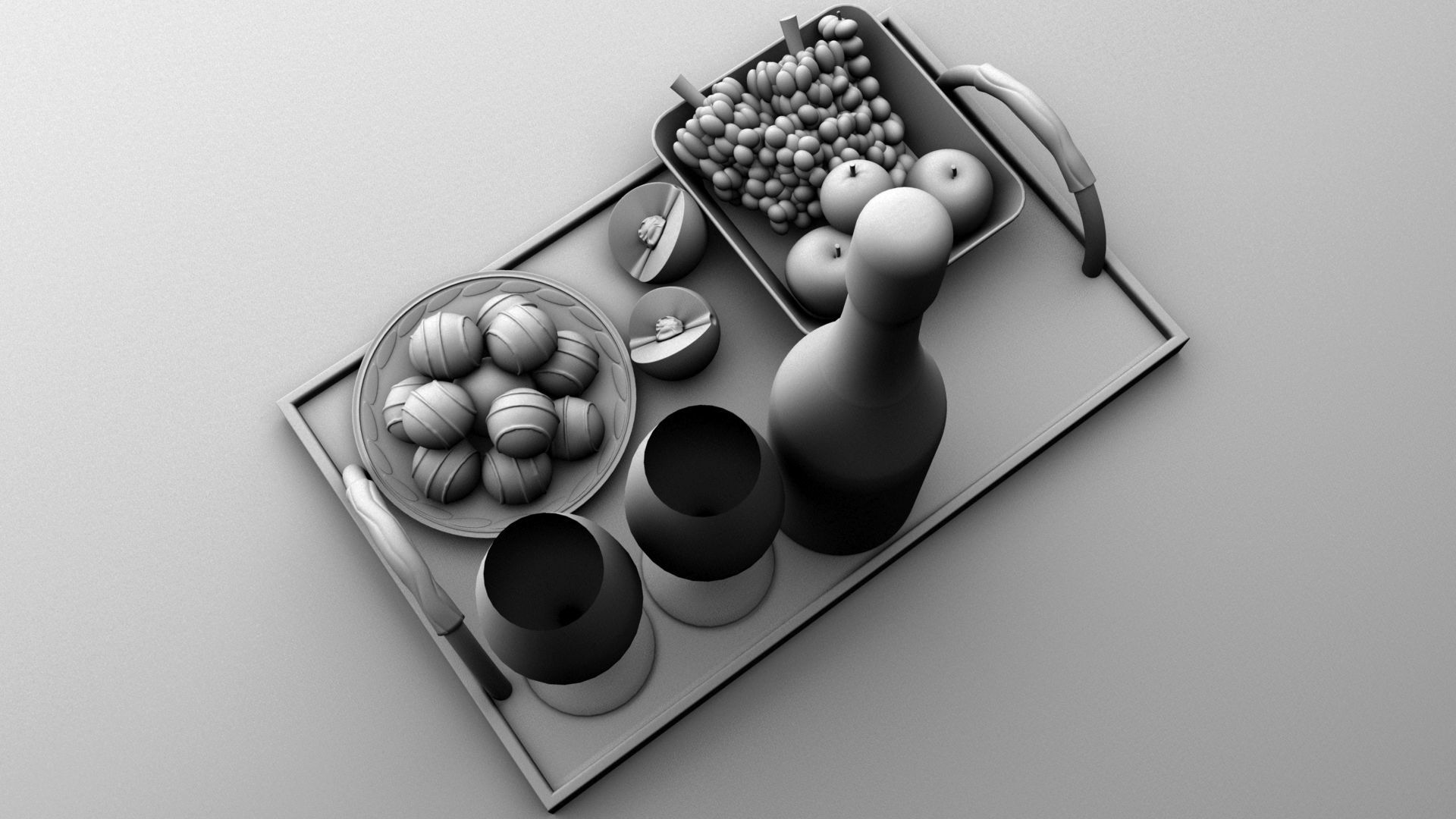 Fruits and Beer Low-poly 3D model_5