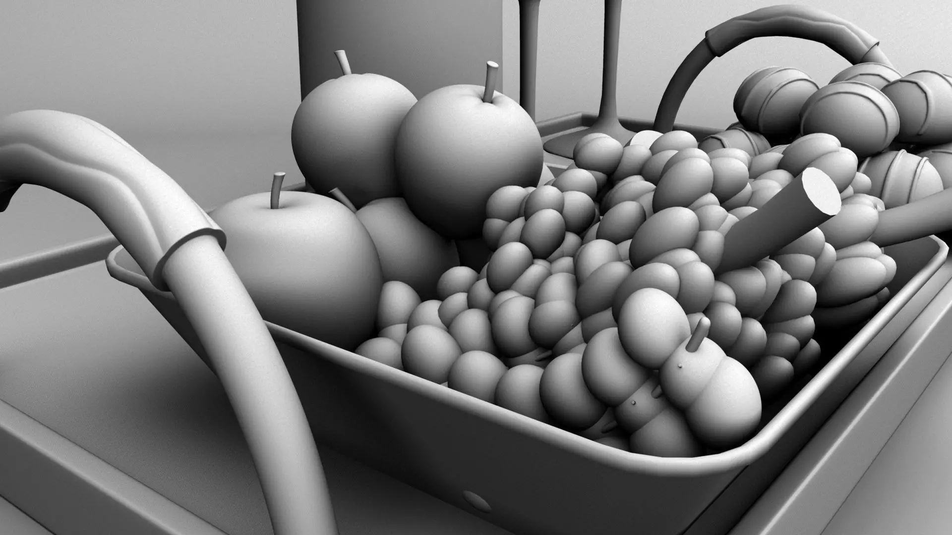 Fruits and Beer Low-poly 3D model_0