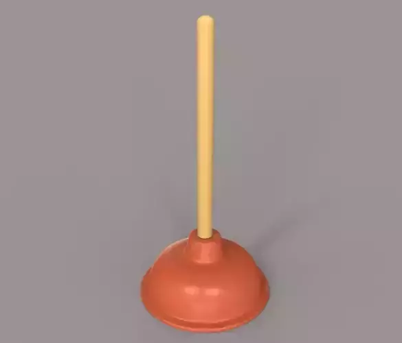 Plunger orange toilet brush with wooden handle