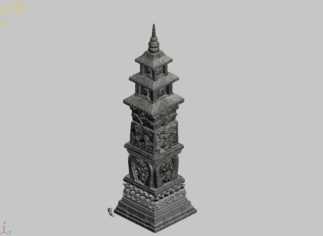 Temple-stone-tower-decoration buddhist pagoda - buddhist pagoda 3D model_4