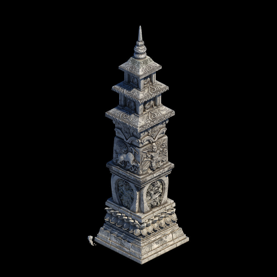 Temple-stone-tower-decoration buddhist pagoda - buddhist pagoda 3D model_1