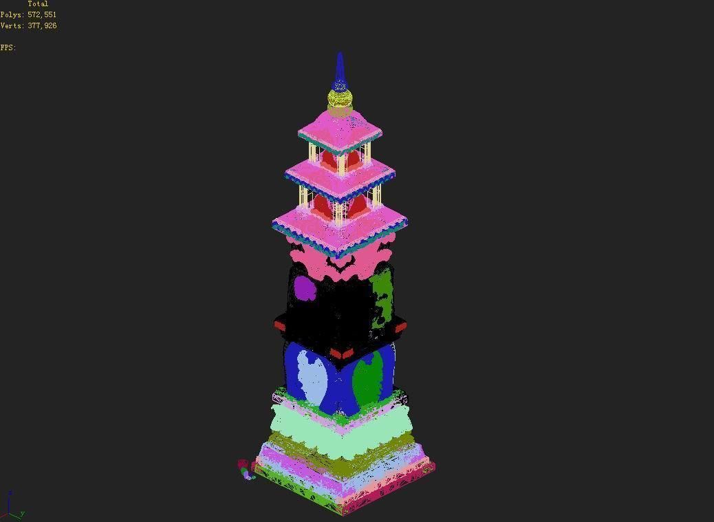 Temple-stone-tower-decoration buddhist pagoda - buddhist pagoda 3D model_3